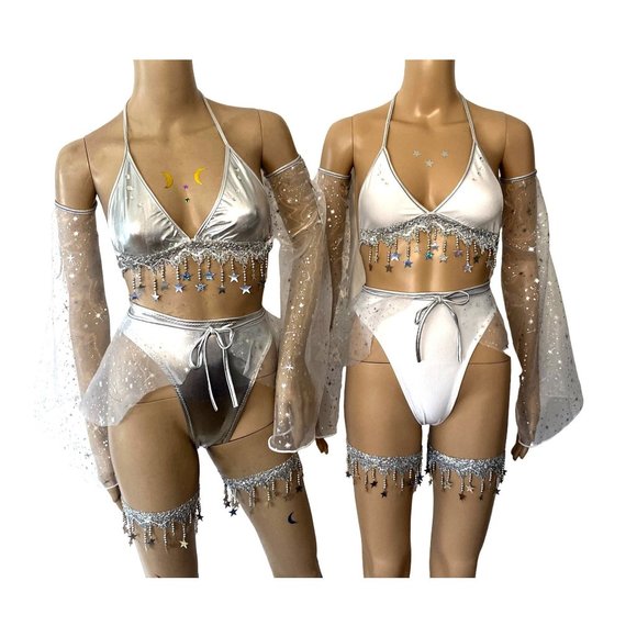 Stars and Moons Galaxy Celestial Rave  Festival Outfit - Picture 1 of 5